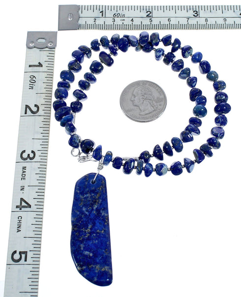 Lapis Sterling Silver Bead Necklace KX121159